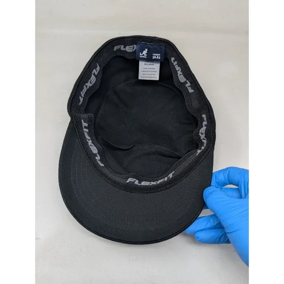 Vintage Kangol Army Hat Cadet Cap Fitted Flexfit XXL Black Twill Army Military - Picture 5 of 8